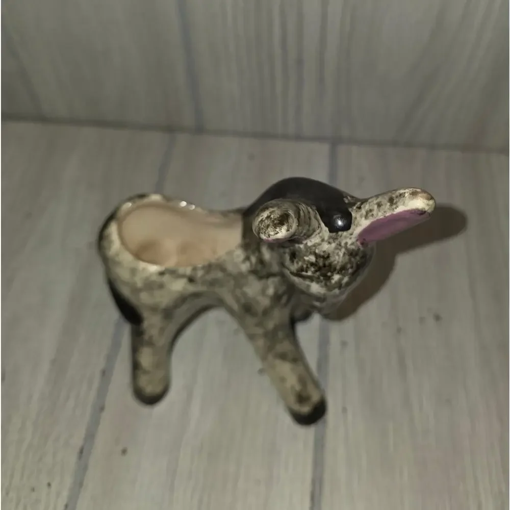 Vtg 70s Hand Painted Donkey Planter Brown Burro MCM Pottery For Plants Whimsical - Picture 2 of 5
